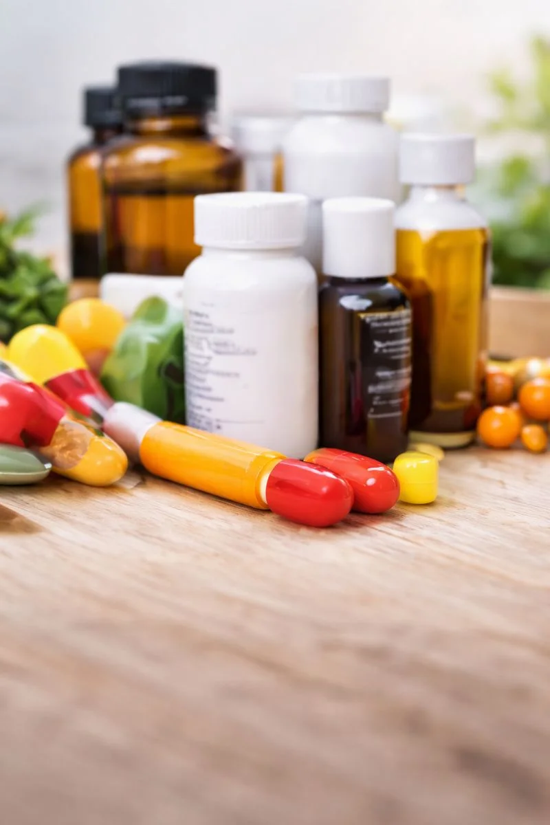 dietary supplement reviews with vitamins and herbal capsules